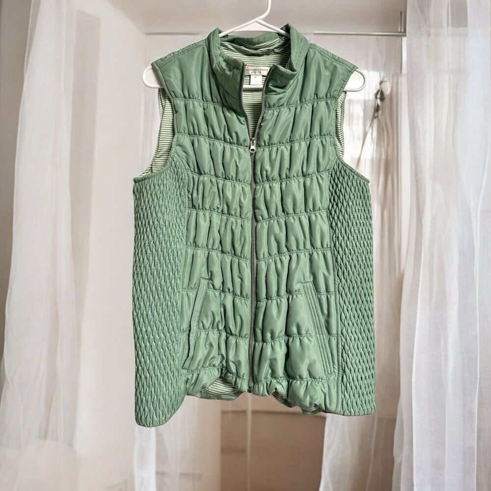 Christopher & Banks Vest Woman’s Size Petite XL Mint Green Full Zip Puffer Vest
